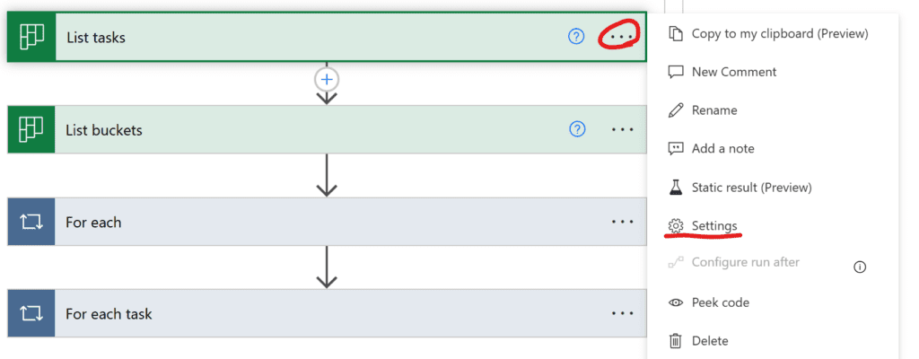 screenshot of settings in classic